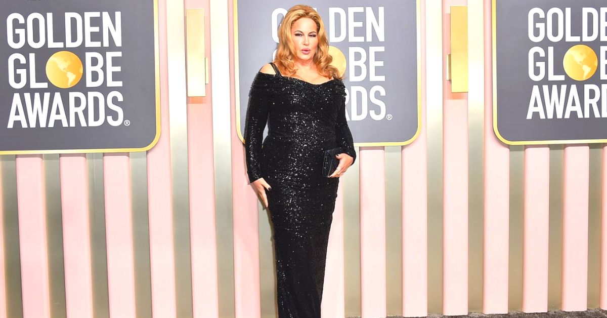 Jennifer Coolidge arrived in a sequined Dolce & Gabbana gown on her way to winning a Golden Globe for her performance in White Lotus