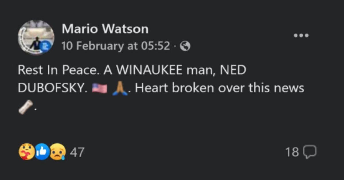 Mario Watson shared news of Ned Dubpfsky death