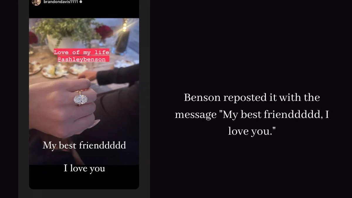 Benson reposted it with the message My best frienddddd, I love you