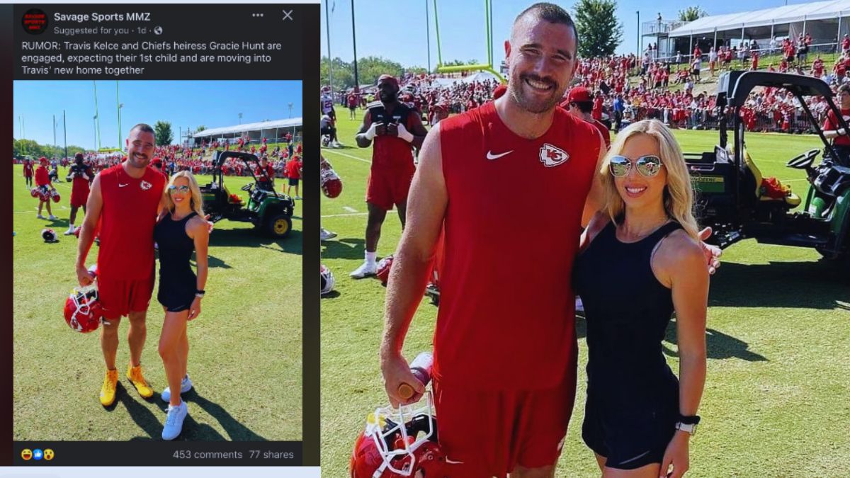 Screenshot of fake news of Travis Kelce and Gracie Hunt dating
