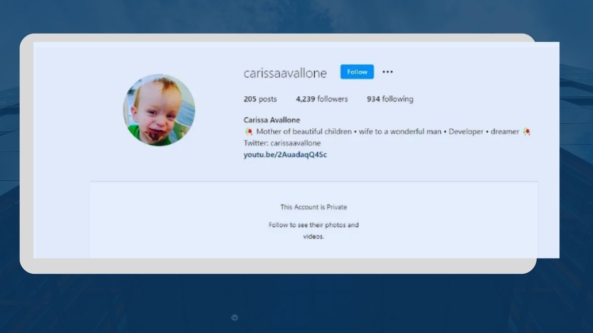 Screenshot of Carissa Avallone's Instagram Account