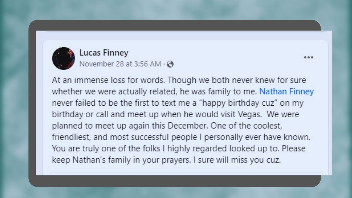 Screenshot of Lucas Finney Post